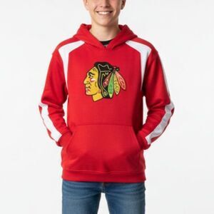 My NHL Youth Chicago Blackhawks Hockey Red White Embroidered Logo Hoodie Size XL